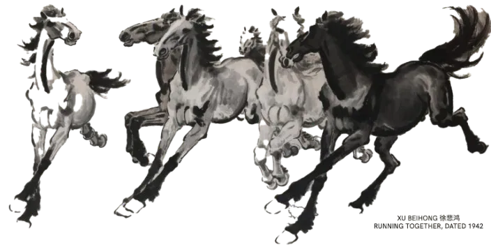 Running Horses - Xu Beihong style